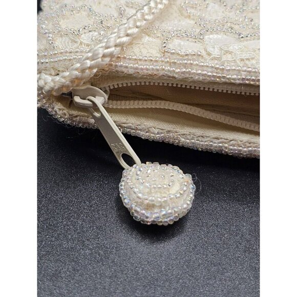 Vintage Andre Cellini Cream Iridescent Beaded Formal Shoulder Bag Purse - Picture 4 of 8